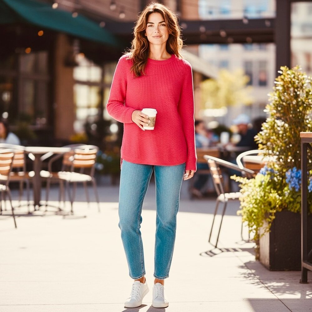 J. Jill‎ Crew Neck Sweater Cotton Blend Sz PS Pink #215C